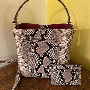 Kate Spade Black and White Snake print purse and card wallet